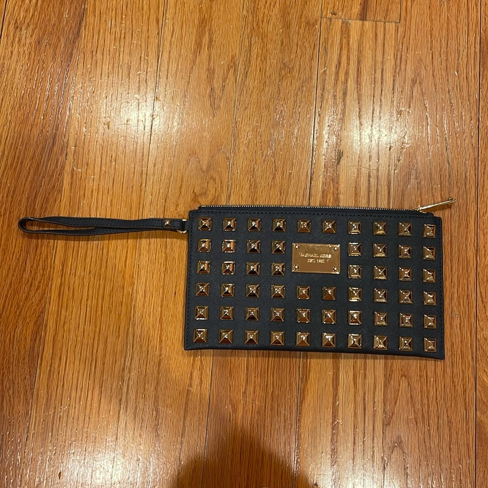 Navy studded Michael Kors wristlet